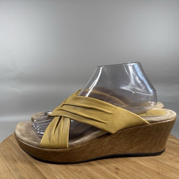 Dansko Avalon Criss Cross Wedge Leather Yellow Womens EU 41 US 10.5-11 Sandals - Picture 3 of 6